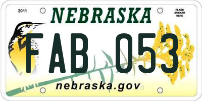 NE license plate FAB053