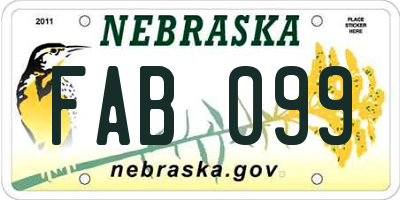 NE license plate FAB099