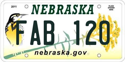 NE license plate FAB120