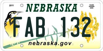 NE license plate FAB132
