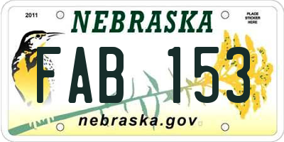 NE license plate FAB153