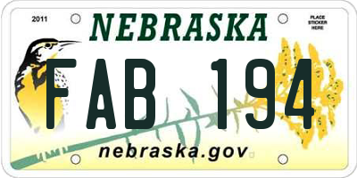 NE license plate FAB194
