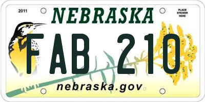 NE license plate FAB210