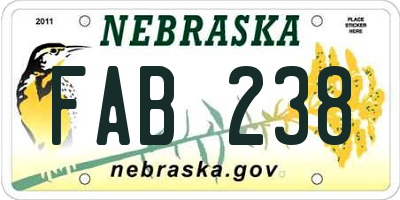 NE license plate FAB238