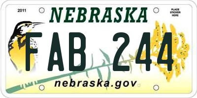 NE license plate FAB244