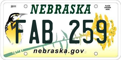 NE license plate FAB259
