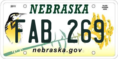 NE license plate FAB269