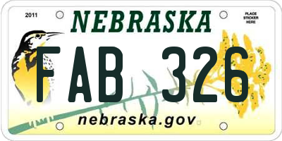 NE license plate FAB326