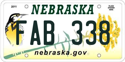 NE license plate FAB338