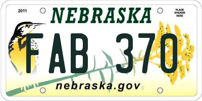 NE license plate FAB370