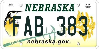 NE license plate FAB383