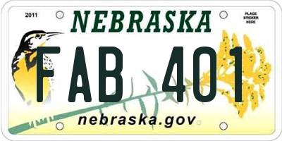 NE license plate FAB401