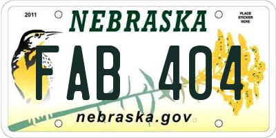 NE license plate FAB404