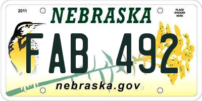 NE license plate FAB492