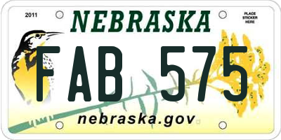 NE license plate FAB575