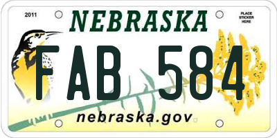 NE license plate FAB584