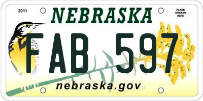 NE license plate FAB597