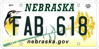 NE license plate FAB618