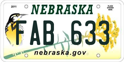 NE license plate FAB633