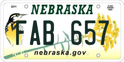 NE license plate FAB657