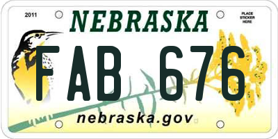 NE license plate FAB676