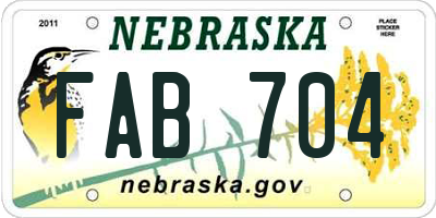NE license plate FAB704