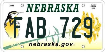 NE license plate FAB729