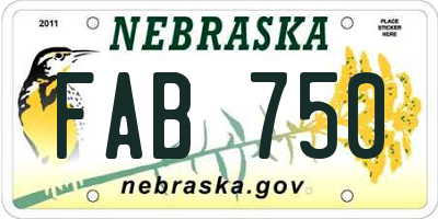 NE license plate FAB750