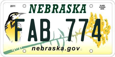 NE license plate FAB774