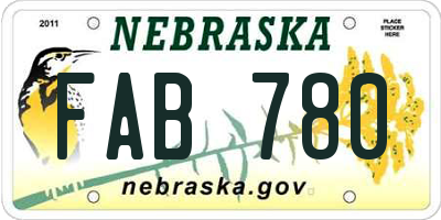 NE license plate FAB780