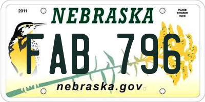 NE license plate FAB796