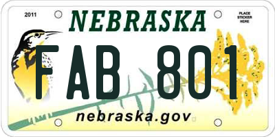 NE license plate FAB801