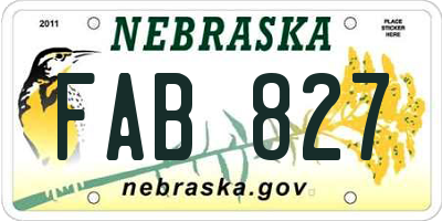 NE license plate FAB827