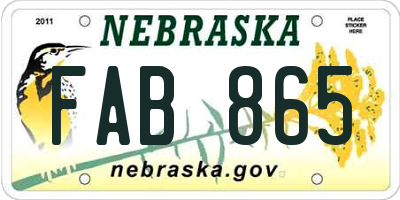 NE license plate FAB865