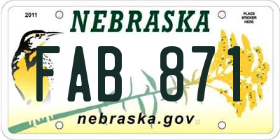NE license plate FAB871