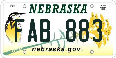 NE license plate FAB883