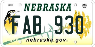 NE license plate FAB930