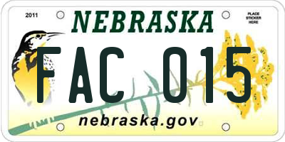 NE license plate FAC015