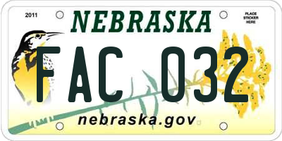 NE license plate FAC032