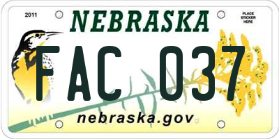 NE license plate FAC037