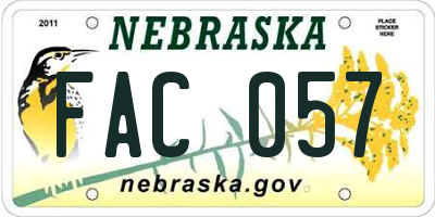 NE license plate FAC057