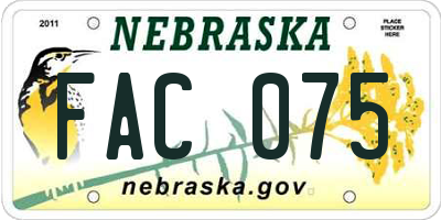 NE license plate FAC075