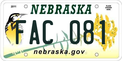 NE license plate FAC081