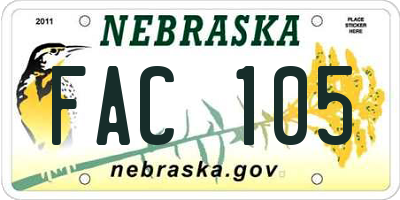 NE license plate FAC105