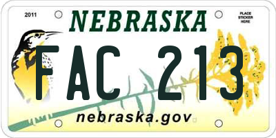 NE license plate FAC213
