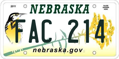 NE license plate FAC214