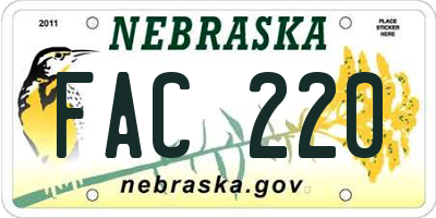NE license plate FAC220