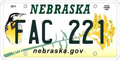 NE license plate FAC221