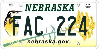 NE license plate FAC224