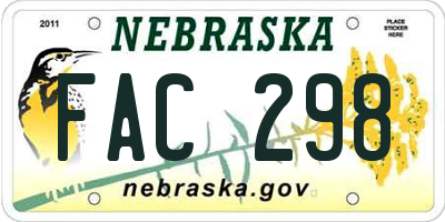 NE license plate FAC298